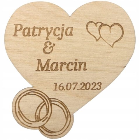 Personalizowane Podziękowanie MAGNES na Lodówkę Ślub Wesele Serce Obrączki