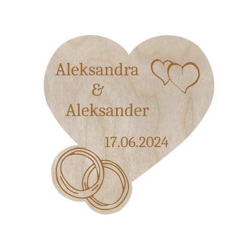 Personalizowane Podziękowanie MAGNES na Lodówkę Ślub Wesele Serce Obrączki