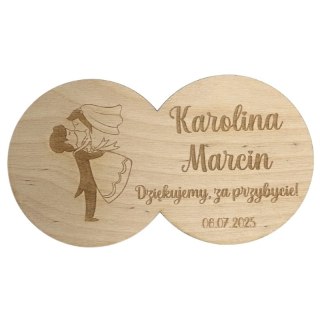 Podziękowania dla Gości Magnes Ślub na Wesele Personalizowany Imiona Data