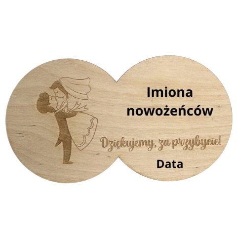 Podziękowania dla Gości Magnes Ślub na Wesele Personalizowany Imiona Data
