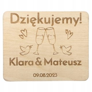 Podziękowanie MAGNES dla Gości PERSONALIZOWANE Kieliszki Ślub Wesele Grawer