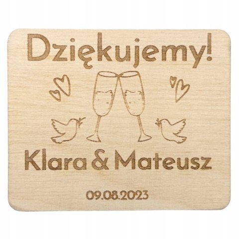Podziękowanie MAGNES dla Gości PERSONALIZOWANE Kieliszki Ślub Wesele Grawer
