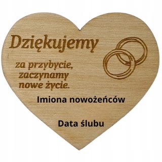 Podziękowanie MAGNES dla Gości Ślub Wesele Personalizacja Grawer 8 X 7 cm