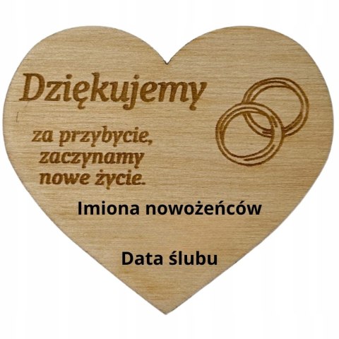 Podziękowanie MAGNES dla Gości Ślub Wesele Personalizacja Grawer 8 X 7 cm