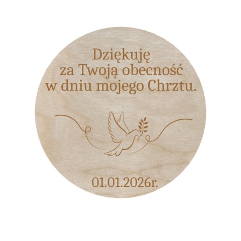 Podziękowanie dla Gości MAGNES Chrzest Święty PERSONALIZOWANE Pamiątka Eko
