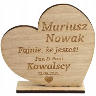 Winietka Ślubna Serce dla Gości Weselnych Imiona Gości Eleganckie Wizytówki