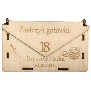 ZASTRZYK GOTÓWKI Pudełko Koperta na Pieniądze Personalizowana Prezent Pieniężny