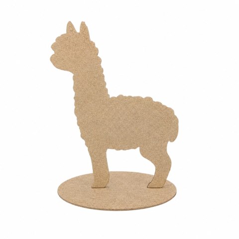Alpaka na Podstawce Figurka Stojąca Drewniana do Kolorowania 20 cm Surowy Lama
