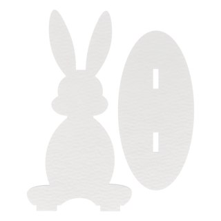 BIAŁY ZAJĄC KRÓLICZEK KRÓLIK WIELKANOCNY Z PODSTAWKĄ STOJĄCY WARSZTATY 10 CM
