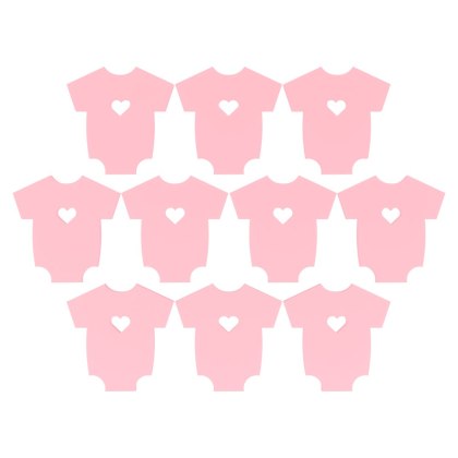 Bluzeczka z Serduszkiem Body Dziecięce Baby Shower Dekoracje RÓŻOWE 10 sztuk