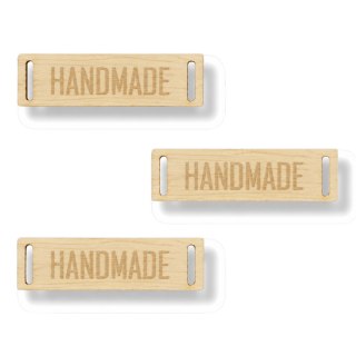 Drewniana Metka Wszywka Naszywka Etykieta Guzik HANDMADE KLON HDF 3 sztuki