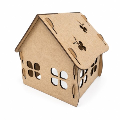 Drewniany Domek Duży do Kolorowania na Warsztaty SUROWY DIY 20,2 X 18,6 cm