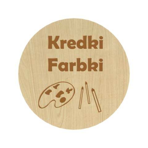 KLON PLAKIETKI TABLICZKI NA SZUFLADY ORGANIZERY POJEMNIKI KREDKI FARBY 8 CM
