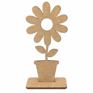 Kwiatek Stokrotka na Podstawce Stojący 25 cm Surowy HDF do Ozdabiania Dekor