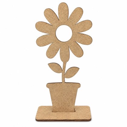 Kwiatek Stokrotka na Podstawce Stojący 25 cm Surowy HDF do Ozdabiania Dekor