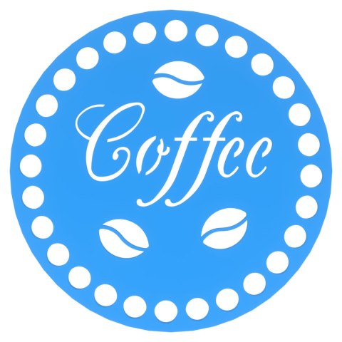 Podkładka pod Kubek Szklankę Baza do Szydełkowania Coffee z Ziarnami NIEBIESKI