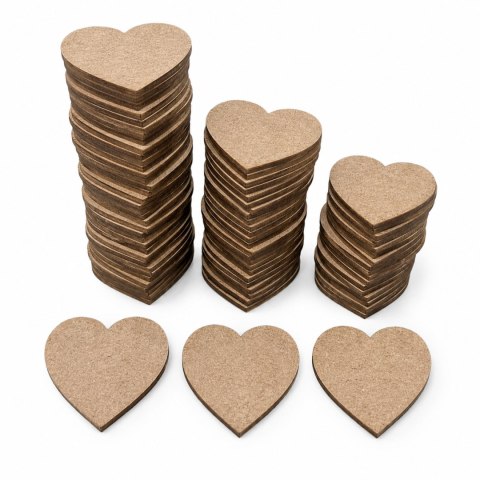 Serca Drewniane do Zdobienia Kolorowania Serduszka 100 SZTUK 5 X 5 cm SUROWY