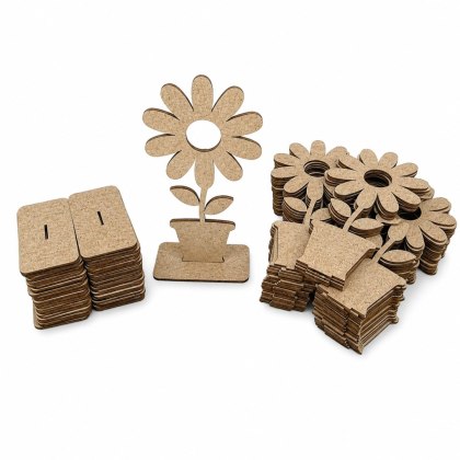 Stokrotka w Doniczce Drewniany Kwiat Kwiatek Kwiatki 25 cm 50 sztuk SUROWY