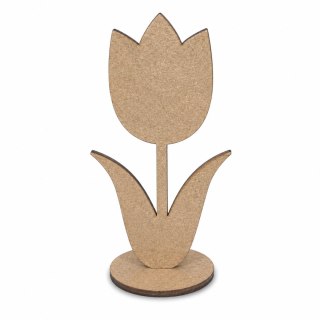 Tulipan na Podstawce Kwiatek Stojący 16 cm Drewniany Surowy do Ozdabiania