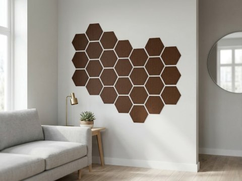 WENGE HEKSAGON ŚREDNI PANELE DEKORACYJNE PANEL ŚCIENNY SZEŚCIAN NA ŚCIANĘ