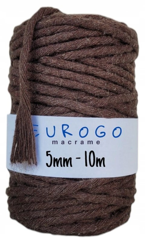 Sznurek do Makramy Bawełniany Skręcany Ekologiczny Brązowy 10m 5mm Sznurek do Makramy Bawełniany Skręcany Ekologiczny Brązowy 10m 5mm