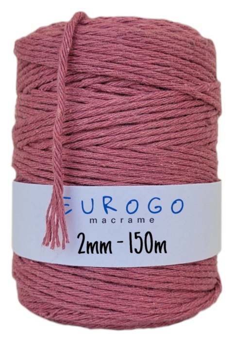 Sznurek do Makramy Bawełniany Skręcany Ekologiczny Brudny Róż 150m 2mm Sznurek do Makramy Bawełniany Skręcany Ekologiczny Brudny Róż 150m 2mm