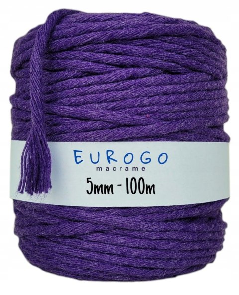 Sznurek do Makramy Bawełniany Skręcany Ekologiczny EKO Lawendowy 100m 5mm Sznurek do Makramy Bawełniany Skręcany Ekologiczny EKO Lawendowy 100m 5mm