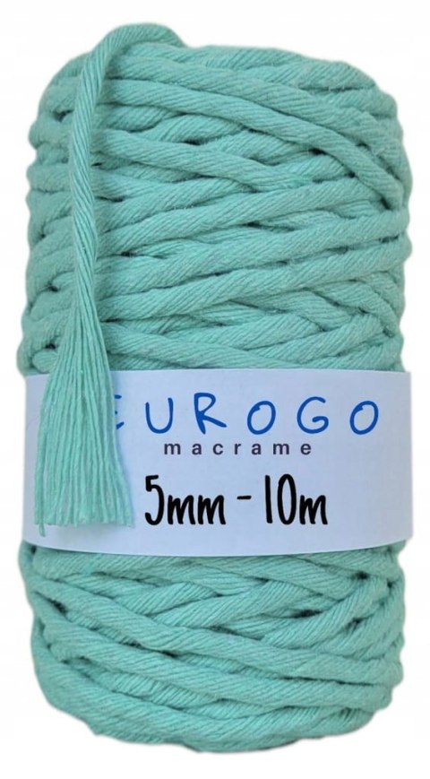 Sznurek do Makramy Bawełniany Skręcany Ekologiczny Miętowy 10m 5mm Sznurek do Makramy Bawełniany Skręcany Ekologiczny Miętowy 10m 5mm