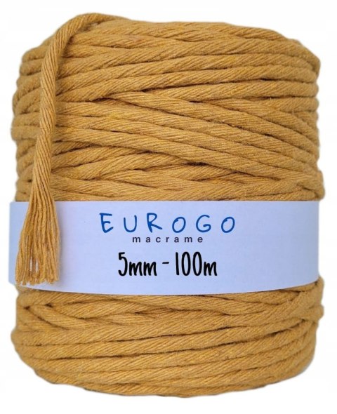 Sznurek do Makramy Bawełniany Skręcany Ekologiczny Musztardowy 100m 5mm Sznurek do Makramy Bawełniany Skręcany Ekologiczny Musztardowy 100m 5mm
