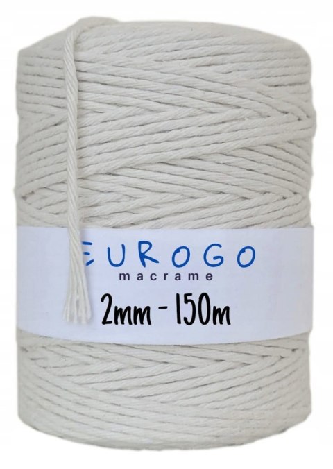 Sznurek do Makramy Bawełniany Skręcany Ekologiczny Naturalny 150m 2mm Sznurek do Makramy Bawełniany Skręcany Ekologiczny Naturalny 150m 2mm