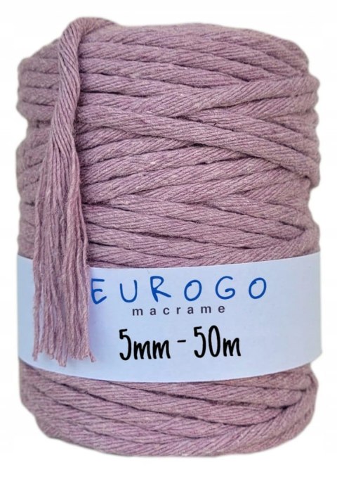 Sznurek do Makramy Bawełniany Skręcany Ekologiczny Wrzosowy 50m 5mm Sznurek do Makramy Bawełniany Skręcany Ekologiczny Wrzosowy 50m 5mm
